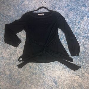 Loft, Long Ballon Sleeves, Boat Neck Waist Ties, Black Women’s Small Petite